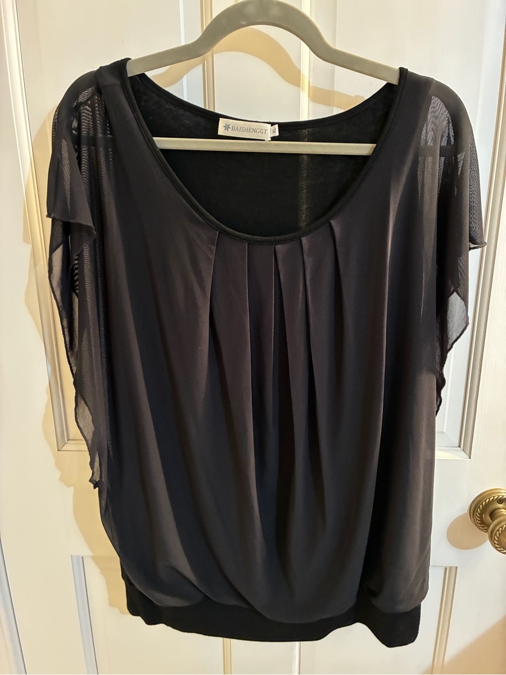 Black Pleated Chiffon Blouse
